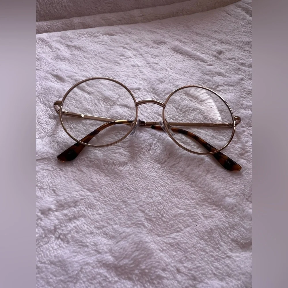 Men or Women OVERSIZED RETRO Style Clear Lens EYE GLASSES Large Round Gold Frame